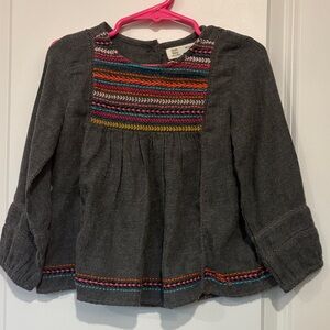 Zara Charcoal Kids Blouse with Multicolor Embroidery